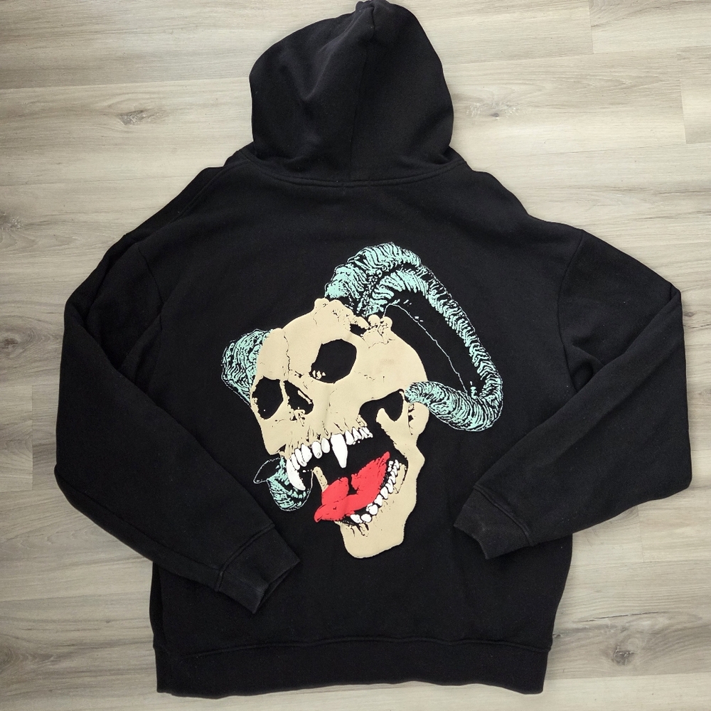 Kool Kiy ByKiy Skull Hoodie Leaked Spellout‎ Black 2XL Grunge Streetwear Heavy